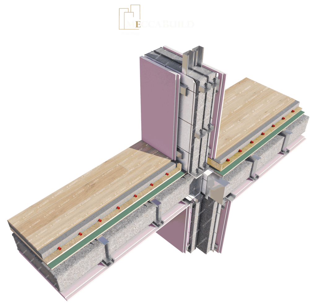 plan technique détail plancher et Détail mitoyen entre appartement